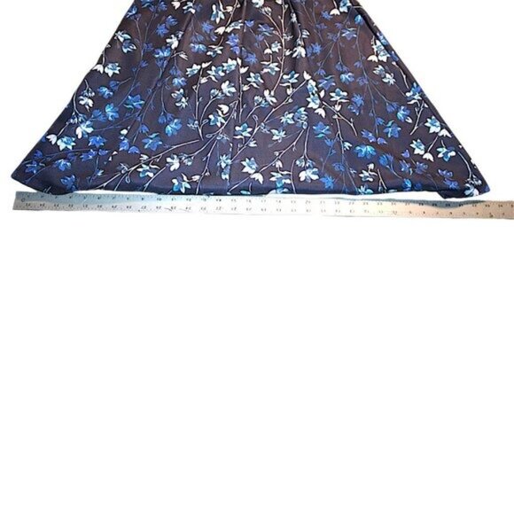 Roz & Ali XL Floral Skater Mini Skirt Blue White Dark A-Line Plus Size Plus - Picture 7 of 7